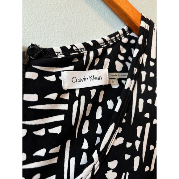 Calvin Klein Black and White Pattern Sleeveless Jumpsuit - Picture 5 of 8